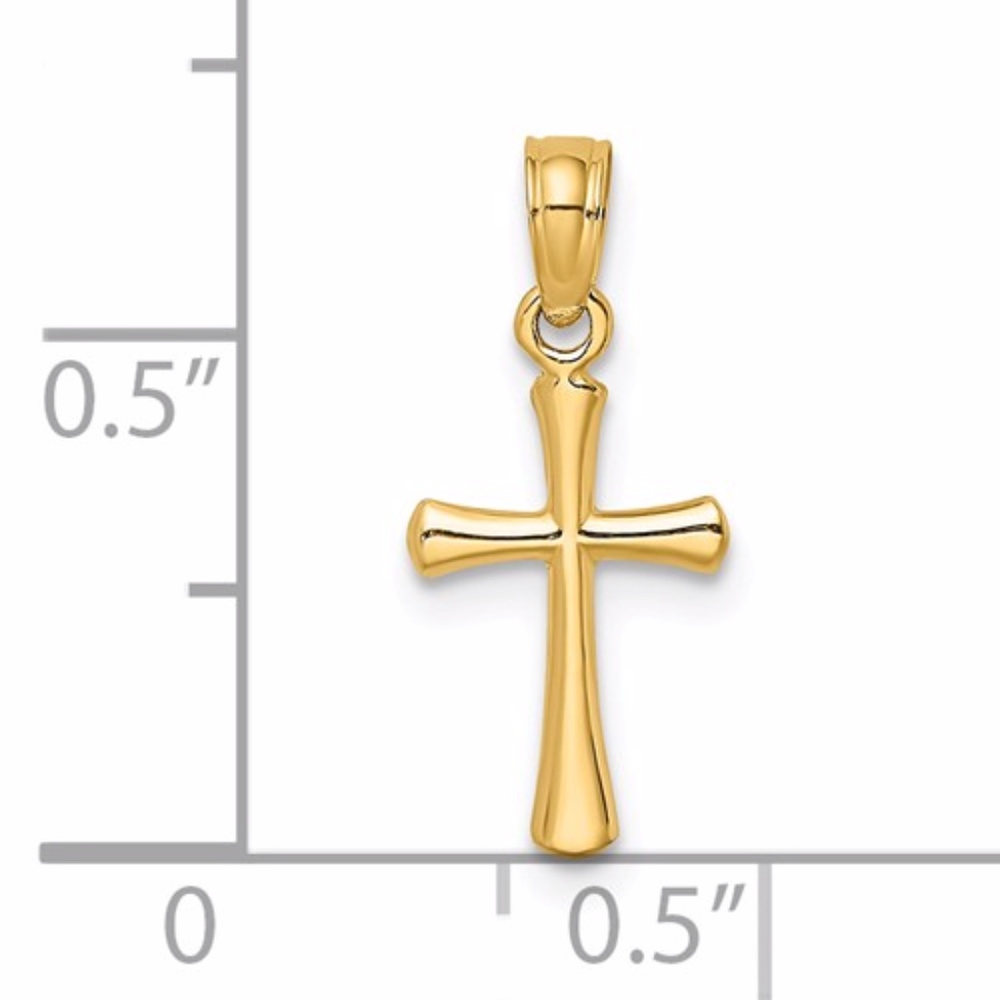 14K Beveled Cross With Round Tips - Picture 3 of 3